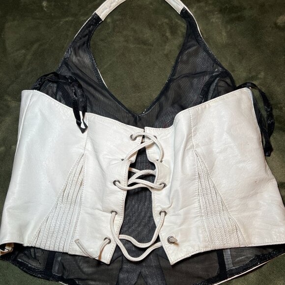 90's Vintage Harley Davidson White Leather Halter Top - Picture 4 of 7